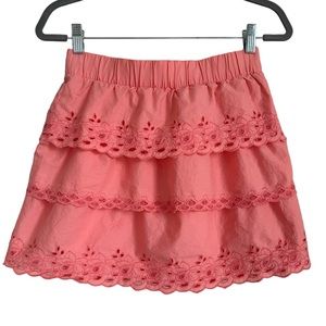 J. Crew  Skirt Eyelet Hem A Line coral Pleated size 0